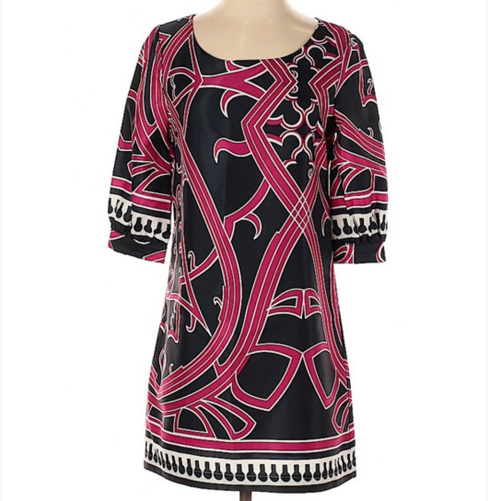 Paraella Geo Print Navy Pink Shift Dress